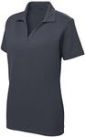 Joe's USA Women's Dri-Equip Short Sleeve Racer Mesh Polo Shirt-M-Graphite