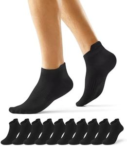 EKSHER 10 Pares Calcetines Tobilleros Mujer Calcetines Cortos Hombre Verano Deporte Algodón Algodon Deportivos Running Antiampollas Finos Negro Negros 35-38