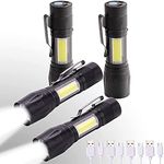 KunHe 4 Pack USB Rechargeable Mini Small LED Flashlights, Camping Lantern Combo Flashlight, Bright High Lumens EDC Flash light, Christmas Gifts for Men