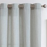 TOPICK Linen Curtains for Living Room 96 inches Long Blue Striped Curtains for Bedroom Stripe Pattern Curtains Drop Light Filtering Pinstripe Translucent Curtains Country Window Decoration 2 Panels