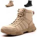 Safety Boots Lightweight Steel Toe Boots Men Women Comfortable Work Boots Shoes Khaki 7 UK 41 EU 255