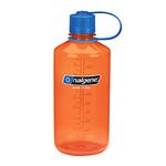 Nalgene Tritan 32-Ounce Narrow Mouth BPA-Free Water Bottle, Orange w/Blue Cap