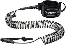 WOOWAVE SUP Leash 11 Foot Coiled Stand Up Paddle Board Surfboard Leash Stay on Board Ankle Strap with Waterproof Wallet/Phone Case (Clear Black Core)