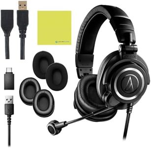 Audio Technica ATH-M50X STS-USB StreamSet USB Streaming Headset Bundle with 3ft USB Extension Cable 3.0 and Instrument Polishing Cloth - Podcast Headphones, Streaming Headset with Mic