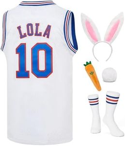 Mens Lola #10 Halloween Bunny Costume 90s Space Movie Squad Basketball Jersey #10 White M