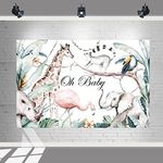 5x3FT Oh Baby Safari Animals Backdrop for Baby Shower Party Decoration Jungle Animals Background for Baby Shower. Zoo Theme Photo Banner