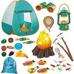 MITCIEN Kids Camping Play Tent with Toy Campfire/Marshmallow/Fruits Toys Play Tent Set for Boys Girls Indoor Outdoor Pretend-Play Game