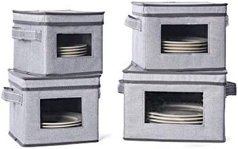 VENO 4 Sizes Dinnerware Storage Box w/Lid Handles, China Storage Containers for Dishes, Plate Packing Supplies Moving Boxes Transport Protection Dividers Included (4 Sizes Bundle, Holds 48 Plates)