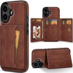 LOHASIC Wallet Cases for iPhone 16 Plus 5G 6.7inch, RFID Blocking 7+ Card Holder Leather Phone Case Flip Kickstand Protective Shockproof Women Men Cover 2024, Brown