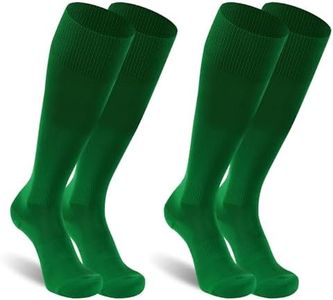 Dsource Mens Soccer Socks, Baseball Socks Youth Boys Soccer Grip Socks Men Knee High Socks for Men Football Socks Green 2 Pairs L