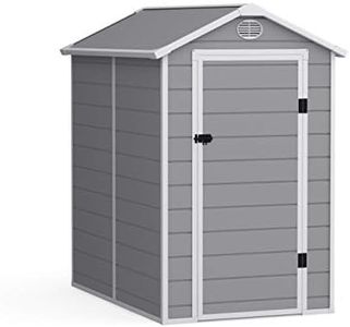 BillyOh Kingston Apex Plastic Shed Inc. Floor | Small Plastic Garden Storage | Outdoor Storage Shed | 4ft x 6ft - Light Grey