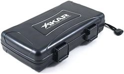 Xikar Cigar Travel Humidor, Extreme Protection, Rugged, Travel Case for 5 Cigars, Airtight, Watertight, Crushproof, Includes 1 Mini Humidifier