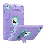 ULAK Compatible with iPad Mini Case, iPad Mini 2 Case, iPad Mini 3 Case, iPad Mini Retina Case, Three Layer Heavy Duty Shockproof Protective Case for iPad Mini 1 2 3 with Kickstand (Green+Purple)