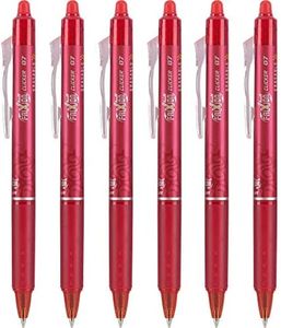 Pilot FriXion Clicker Retractable Erasable Gel Pens, Fine Point, Red, 6 Pack (13610)