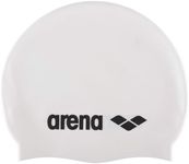 Arena Classic Junior Silicone Unisex Swim Cap for Girls and Boys Comfortable Durable Kids’ Pool Bathing Cap, One Size, White/Black