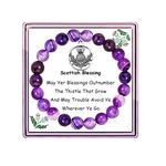 Sassenach Gift Scottish Thistle Bracelet,Celtic Thistle Charm Thistle Blessing Amethyst Beads Thistle Flower Jewelry,Scottish Thistle Jewelry for Women (purple thistle bracelet)