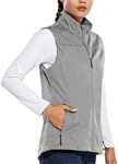 BALEAF Women's Lightweight Vest Softshell Sleeveless Jacket Windproof Stand Collar with Zipper Pockets Running Hiking Golf Light Grey S