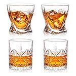 veecom Whisky Glass, Whiskey Glasses Set of 4, 300ml Crystal Whisky Glasses, Whisky Glass Gift Set for Men, Glass Tumblers for Cocktails, Gin, Rum, Cognac