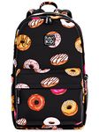 FUNLY⁠KID School Backpack for Teenage Girls - Ultralight Backpack for School and Hiking, Water Resistant Backpack from 1st Grade, A Gift for Kids and Teens, Donut Black, M