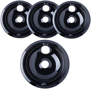 Kitchen Basics 101 Made in the USA Porcelain Drip Pans (3) 6” WB31M20, (1) 8” WB31M19 Replacement for GE P119204XZ Style B Black