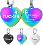 Dog Tags Personalized for Pets - YEHANTI Personalized Dog Tags with Dog Paw, Durable Stainless Steel Pet ID Tags for Small Large Dogs Cats, Custom Dog Name Tags Engraved on Both Sides (Heart)