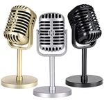 Facmogu 3 Pack Vintage Microphone Prop, Plastic Fake Microphone, Retro Microphones for Costume & Role Play, Antique Microphone Stage Table Decor Party Favors