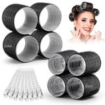 SIYAA Self Grip Hair Rollers Curlers 20 Pcs Set with 8Pcs Heatless Hair Rollers 2 Sizes (4 Jumbo & 4 Large) and 12 Pcs Hair Clips for Long Medium Short Thick Fine Thin Hair Volume