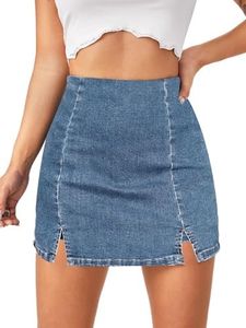 Floerns Women's Casual Split Hem High Waist Denim Skorts Skirt Shorts Medium Wash S