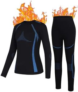 beautyin Thermal Underwear for Kids Youth Cold Weather Athletic Thermals Top Bottom Set Boys Girls Base Layer Black/Blue