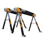 ToughBuilt Folding Sawhorse - Heavy Duty Durable Heavy Duty 100% Stainless Steel - Adjustable Support Arms (up to 4x4 Wood) - Load Capacity 1300lbs Capacity - (TB-C700-2-DE) Pack of 2