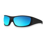 Bloomoak Super Dark Lens Black Polarized Sunglasses | Wrap Around Sport Sunglasses Unisex | UV400 | CAT 4 | For photophobia(Sensitive Eyes) (Olive Green/Blue Mirrored)