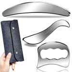 GYX COELE 3pcs Stainless Steel Gua Sha Scraping Massage Tool,IASTM Tools, Great Soft Tissue Physical Therapy Used for Back, Legs, Arms,Neck Reduce Muscle Soreness