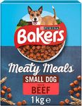 Bakers Meaty Meals Adult Small Dry Dog Food Beef 1kg (Pack of 4)