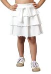 Noelia Girls Skirts with Attached Inner Shorts Layered Tiered Flowing Flared Skirts for Kids (in, Age, 7 Years, 8 Years, Regular, White)