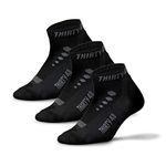 Thirty 48 Low Cut Cycling Socks for Men and Women | Unisex Breathable Sport Socks (Large - Women 9-12 // Men 8-11, [3 Pairs] Black/Gray)