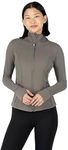 90 Degree By Reflex Women’s Lightweight, Full Zip Running Track Jacket, Mulled Basil Fleece Lined, Medium