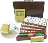 Mose Cafolo New Chinese Mahjong X-Large 144 Numbered Acrylic Tiles 1.5" Large Gold Tile with Carrying Travel Case Pro Complete Mahjong Game Set - (Mah Jong, Mahjongg, Mah-Jongg, Mah Jongg, Majiang)