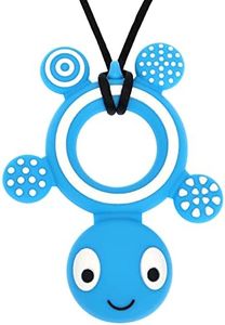 Panny & Mody Australian Local Manufacturer Sensory Chew Necklace for Kids Boys Girls, Silicone Tortoise Pendant Teething Necklace for Toddler Boys Children with Anxiety Autism ADHD Oral Motor, Chewable Jewellery - Blue