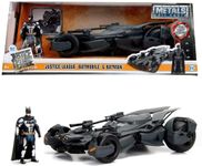 Jada Toys 253215000 Justice League Batmobile Toy, Model Car, Die-cast, Opening Doors, Includes Batman Figure, Scale 1:24, Black, Talla única