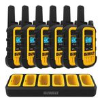 DEWALT Heavy Duty Walkie Talkies - Waterproof 2-Way Radio, Shock Resistant, Long Range & Rechargeable Two-Way Radio with VOX (6 Pack (1 Watt))