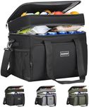 Hulongo Insulated Soft Cooler Bag, Large Ice Coolers Soft Sided Ice Chest for Beach, Camping, Car, Collapsible and Portable, 42L, 60Cans, Black