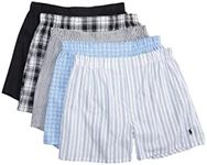 Ralph Lauren POLO Men's Classic Fit Woven Boxers 5 Pack, Polo Black/Bengal Stripe/Stockton Plaid/Cannes/Jarvis Stripe, L