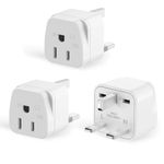 3-Pack US to UK Plug Adapter,SHUOMAO 2/3 Pin USA to 3 Pin UK Plug Adaptor,American/Canada/China/Japan to British Plug Converter Power Adapter,for Type A/Type B Plug(White)