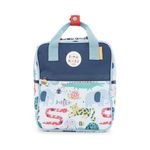 Just bee kids Backpack | Lightweight, Spacious | Retro Blue Animal Print | Sturdy Wipe-Clean Polyester | Adjustable Straps | Children & Toddlers Bag for School, Travel