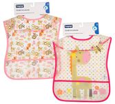 Hopop Plastic Waterproof Baby Bib with Food Catching Pocket | Plastic Bib for Feeding Infants & Toddlers, Big Size Pack of 2, Suitable from 6-24 months (Big, Pack of 2, Giraff)