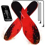 Dr.warm Rechargeable Heated Insoles, APP Remote Control Thermal Electric Insoles Battery Powered Foot Warmers for Men Women Outdoor Hunting Fishing Camping, Red, Medium