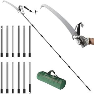 FLORA GUARD 16.5 FT Pole Saw, Extendable Tree Pruner with 12 Stainless Steel Poles, Aluminum Alloy Head, SK5 Blade for Tree Trimming, Branch Cutting, Yard & Garden Pruning