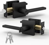 Mega Handles - Prime Entrance Handle I Entry Lever Door Handle - Heavy Duty Square Locking Lever Set for Left or Right-Handed Doors - Interior/Exterior Door Levers - Matte Black