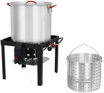 80 Qt Seafood Boil Pot, Aluminum Crawfish Boiler with Steam/Boil Basket & Strainer, 110000BTU Propane Jet Burner w/Support Rack & Lifting Hook, 0-10 PSI Regulator, Outdoor Cooking Shrimp Crab Boiler