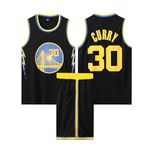 2-Piece Basketball Jersey and Shorts Kids/Adult 2024, Sleeveless Basketball Jersey T-Shirt Vest and Shorts Kids/Adult, Basketball Kit Kids/Adult Black M